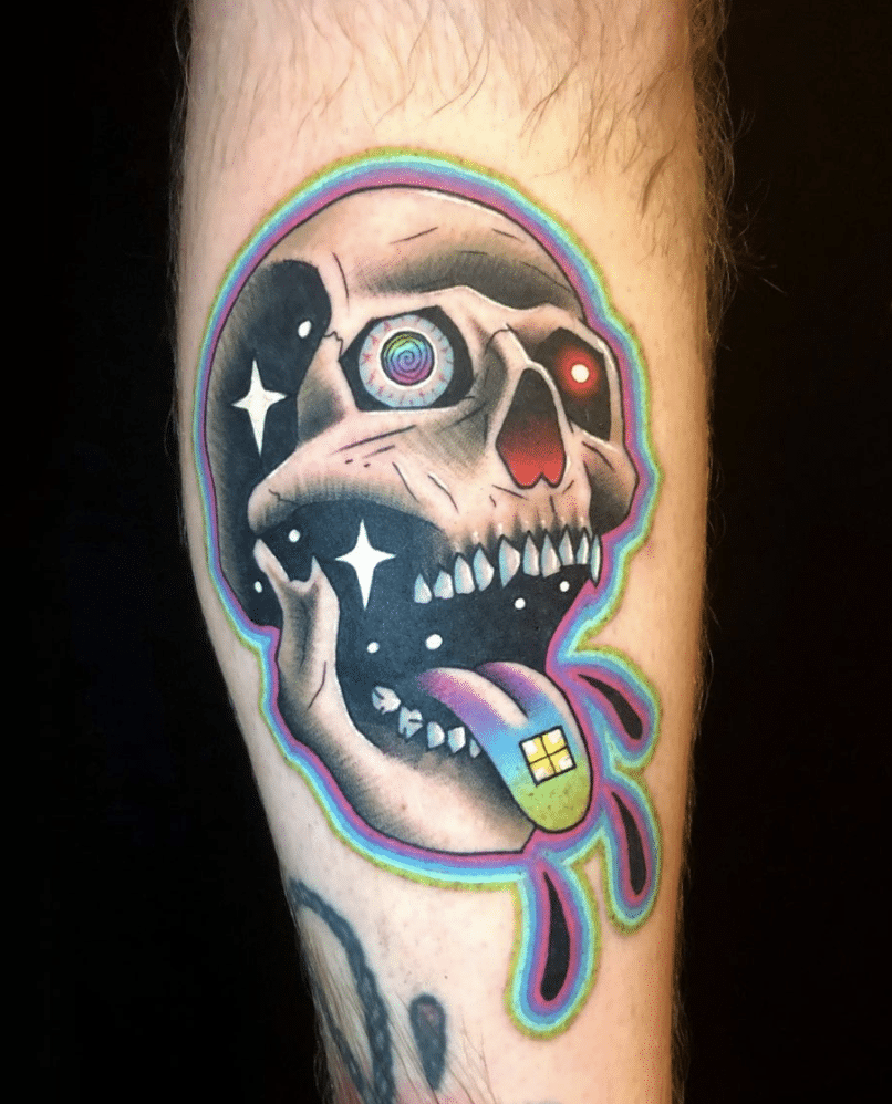 Tattoo Snob on Tumblr: Space Skull Front Torso tattoo by @sam_ford_tattoos  at Silver Needles in Southend-on-Sea, England #samford #samfirdtattoos...